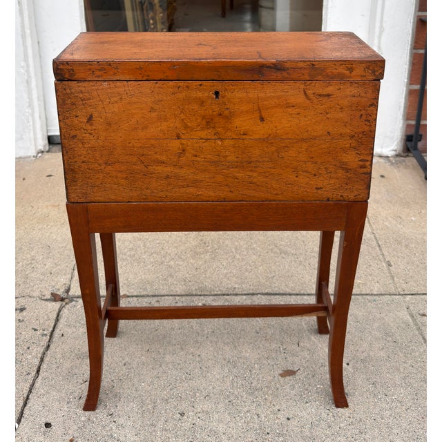 Antique American Fruitwood Box on Stand Side Table For Sale - Image 4 of 6