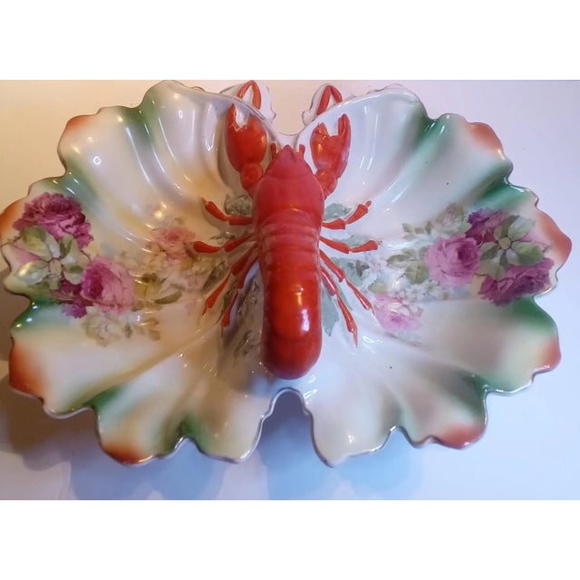 Large antique German porcelain Lobster divided serving bowl. This is the real deal, highly collectible and rare to come...