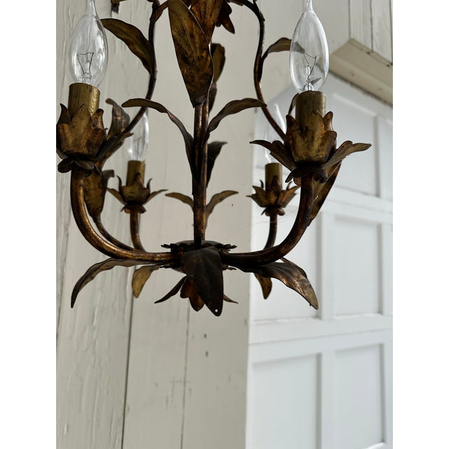 Vintage Petite Hollywood Regency Four Light Fixture For Sale - Image 4 of 8