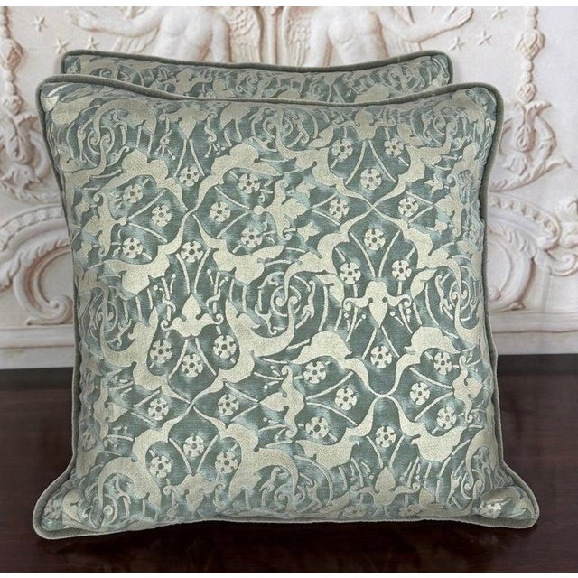 Pair of Authentic Venetian Oneiroi Patterned Fortuny Pillows For Sale - Image 11 of 12