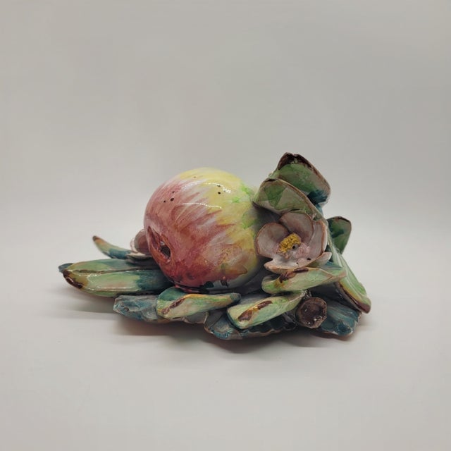 Ceramiche Perconte Sciacca Italy Majolica Ceramic Figs Fruit Wall Plaque 3d Decor For Sale - Image 4 of 12