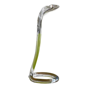 1950s Mid Century French Daum Crystal Coiled Cobra Snake Sculpture