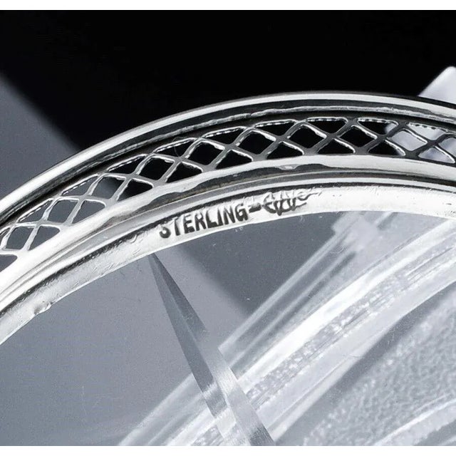 Art Deco Sterling Silver and Cut Glass Coaster Set For Sale In Chicago - Image 6 of 7