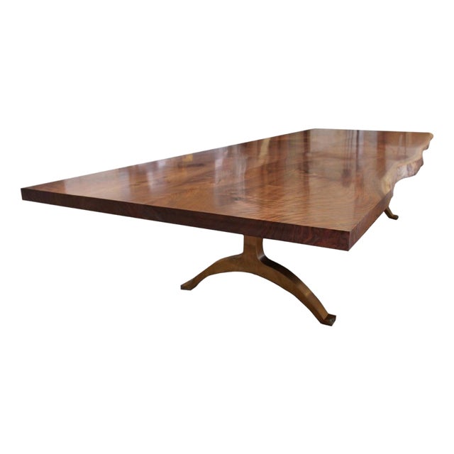 Andrianna Shamaris Walnut Dining Table with Bronze Legs For Sale