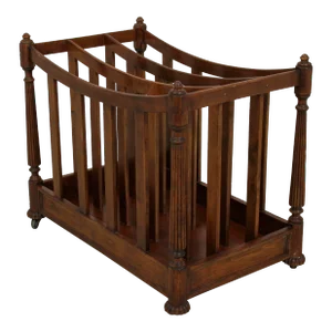 Monumental Continental Walnut Finish Canterbury Magazine Rack