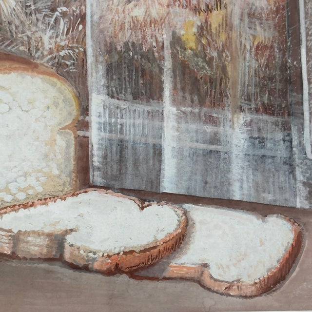 Realism Vintage Original Tempera Bread Loaf Still Life Painting For Sale - Image 3 of 11