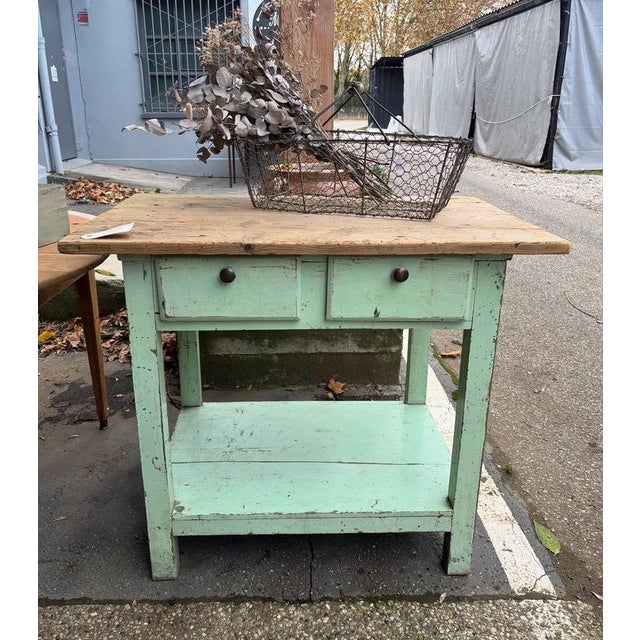 1960s Green Patina Worktable, 1960s For Sale - Image 5 of 7