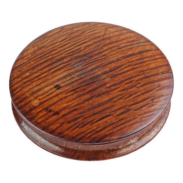 Late 19th Century Antique England Treen Wooden Box With Removable Lid For Sale