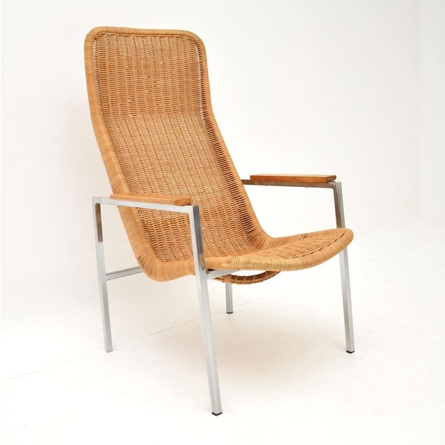 Vintage Chrome and Rattan Armchairs by Dirk Van Sliedregt for Gebroeders Jonkers Noordwolde, 1960s, Set of 2 For Sale - Image 6 of 12