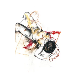 French Models" Contemporary Ink and Charcoal Painting by Martha Holden’
