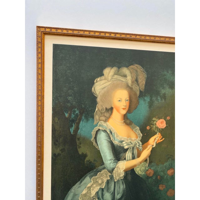 Various Artists Madame Vigee Le Brun Vintage 1955 Neoclassical Mourlot Lithograph Print Framed French Exhibition Poster " Marie Antionette With a Rose " 1783 For Sale - Image 4 of 15