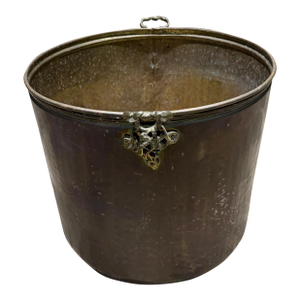 Antique Castilian Imports Brass Copper Bucket Jardiniere