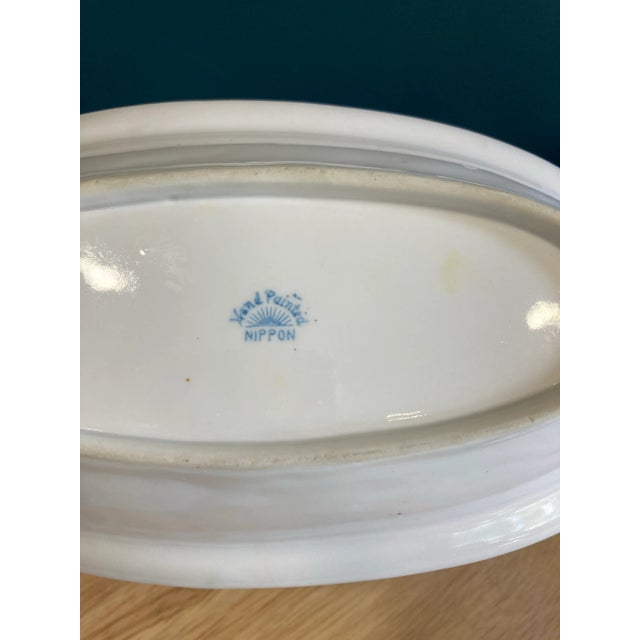 Vintage Noritake Nippon Hand-Painted Pink Rose Oval Serving Bowl For Sale In Oklahoma City - Image 6 of 6