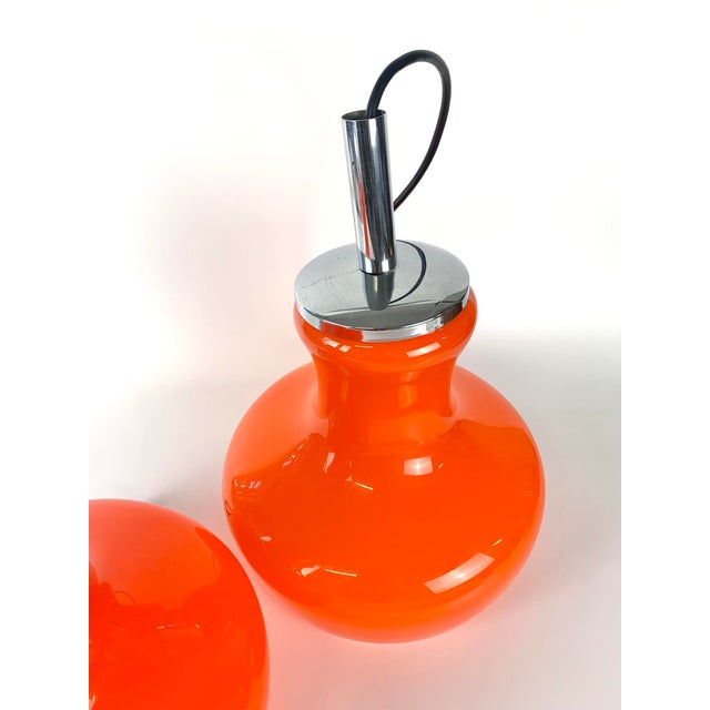 Vintage Orange Glass Pendant Lamp, Germany, 1970s For Sale - Image 14 of 17