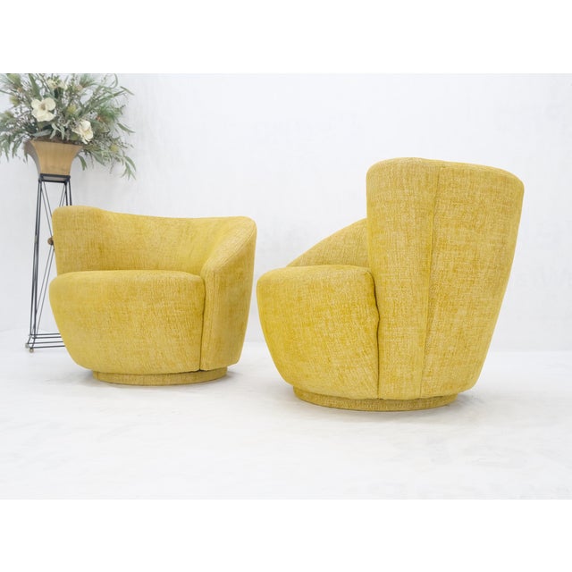 Vladimir Kagan Pair of Vladimir Kagan for Directional Nautilus Chairs Yellow Gold MINT! For Sale - Image 4 of 15