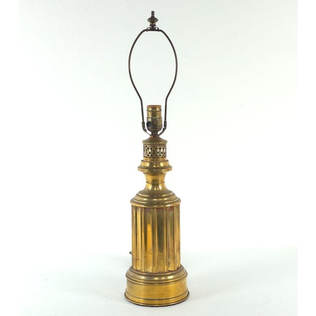 Brass Pair of Antique English Brass Oil Lamps, Now Electrified For Sale - Image 8 of 8