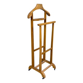 Vintage Modern Wooden Valet Stand from Artigianato Italiano, 1970s For Sale