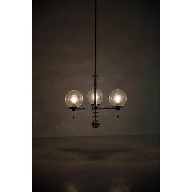 Large Art Deco Chromed Steel Ceiling Lamp, 1930s For Sale - Image 3 of 8