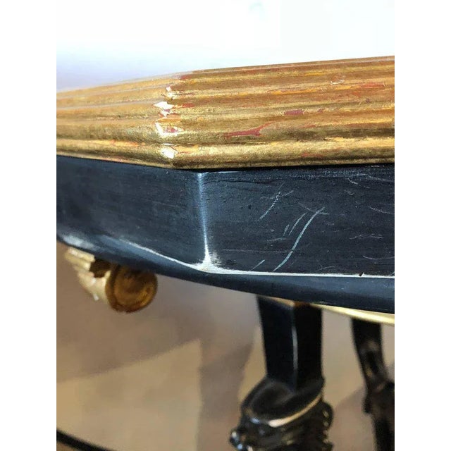 Wood Ebony and Gilt Marble Top Octagonal Shaped Centre or End Table or Pedestal For Sale - Image 7 of 13