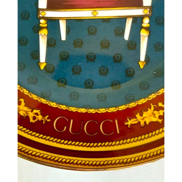 1980s Vintage 1980s Gucci Porcellana Neoclassical Chair Decorative Plate For Sale - Image 5 of 13