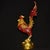 This is a striking antique cloisonné enamel sculpture of a rooster, captured in a proud, upright pose with its head raised...