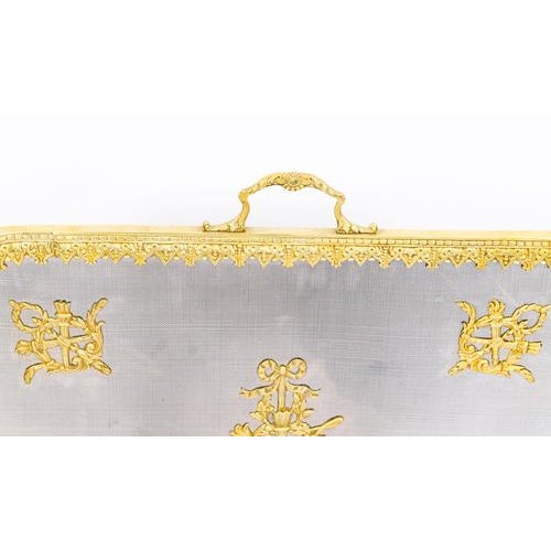 Copper Antique Empire Revival Classical Trophies Gilt Bronze Fire Screen, 1800s For Sale - Image 8 of 14