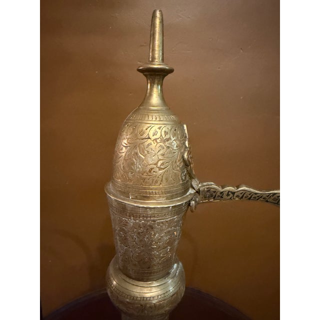 Brass Vintage 23" Ornate Etched Solid Brass Aftabeh Ewer For Sale - Image 8 of 18