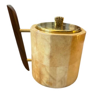 1950s Aldo Tura Mid-Century Modern Goatskin and Brass Ice Bucket For Sale