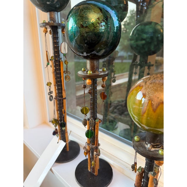 Green Celestial Meets the Sea-Brutalist Industrial Sculpture - Set of 3 For Sale - Image 8 of 11