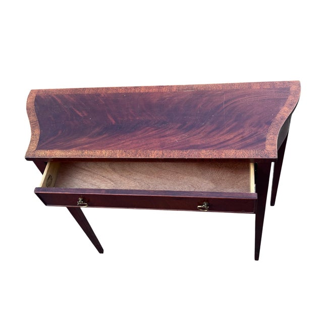Hepplewhite Late 20th Century Mahogany Inlaid Banded Console Table Tradition House For Sale - Image 3 of 18