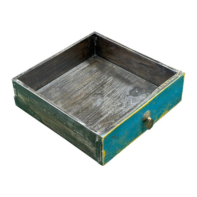 Distressed Bright Blue Oriental Sideboard Credenza Console Table Cabinet For Sale - Image 18 of 18