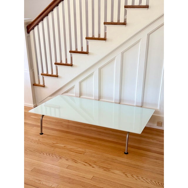 White 2001 Danish Modern Vico Magistretti for Fritz Hansen Rectangular Glass & Steel Coffee Table For Sale - Image 8 of 12