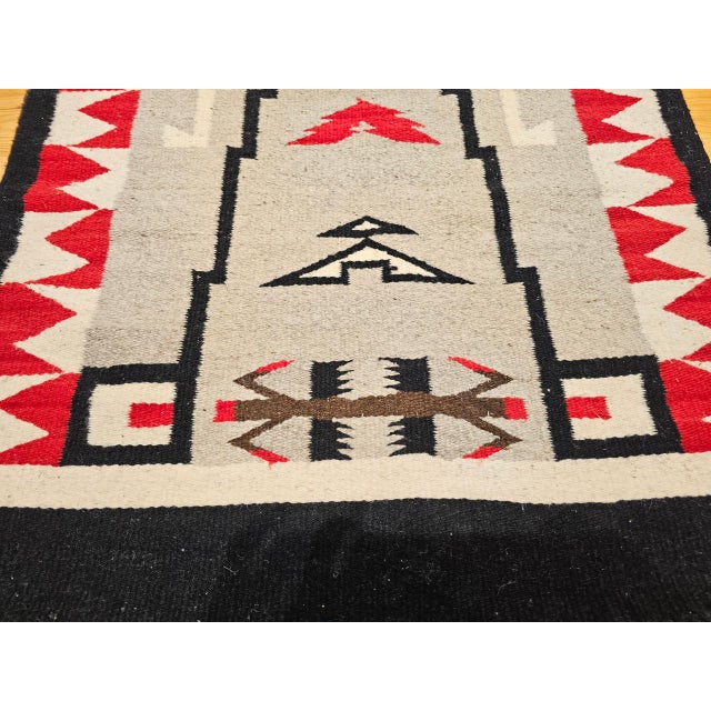 Gray Vintage Native American Navajo Rug, Handwoven Wool, Storm Pattern, 3x5 For Sale - Image 8 of 13