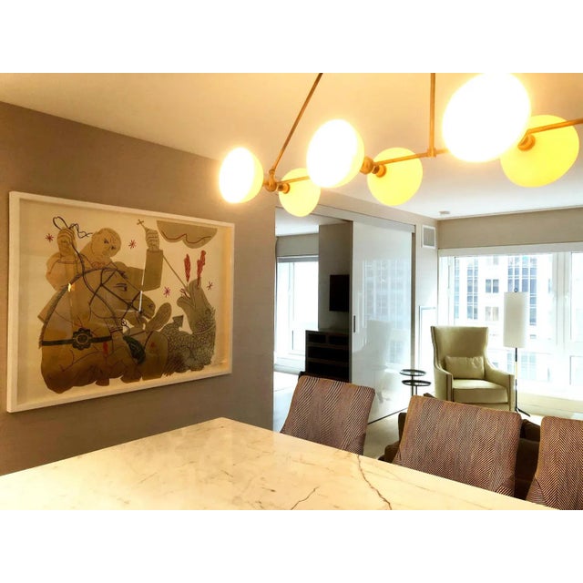 The Rider and the Dragon, Gold Asian Inspired Mixed Media and Gold Leaf on Paper, 2016 For Sale - Image 3 of 4