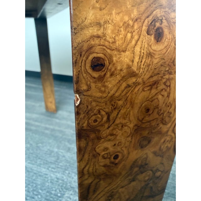 Dunbar Furniture Edward Wormley for Dunbar Olive Burl Dining Table Model D08 W/ Two Leaves – 1973 For Sale - Image 4 of 9