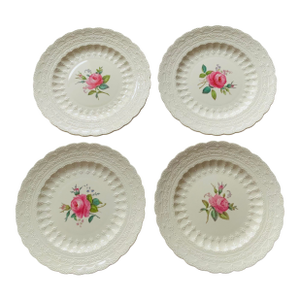 Antique a Copeland Spode "Jewel" Bone China Dinner Plates, Billingsley Rose, C. 1926 - Set of 4