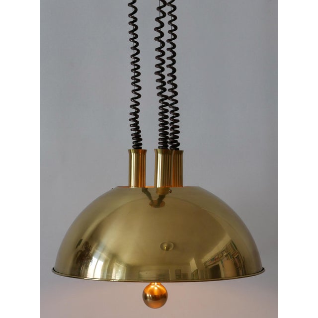 Mid-Century Modern Large Mid-Century Modern Pulldown Brass Pendant Lamp by Florian Schulz, 1970s For Sale - Image 3 of 18