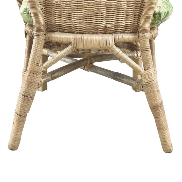 Vintage High-Back Woven Wicker & Rattan Armchair For Sale - Image 10 of 18