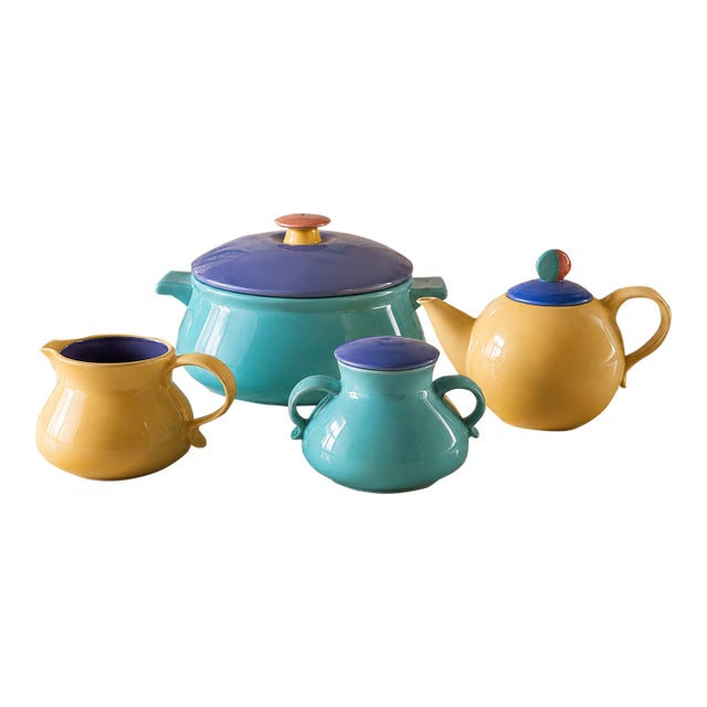 Rare, Never-Used Lindt Stymeist Colorways Serveware Set of 4 - Memphis Postmodern Japan For Sale