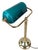 1970s Mid-Century Modern Art Deco Brass and Teal Glass Banker's Desk Lamp For Sale - Image 15 of 18