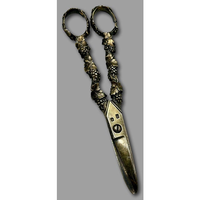 Outstanding Fine Quality Antique London England Georgian Sterling Silver Grape Shears For Sale In Boston - Image 6 of 18