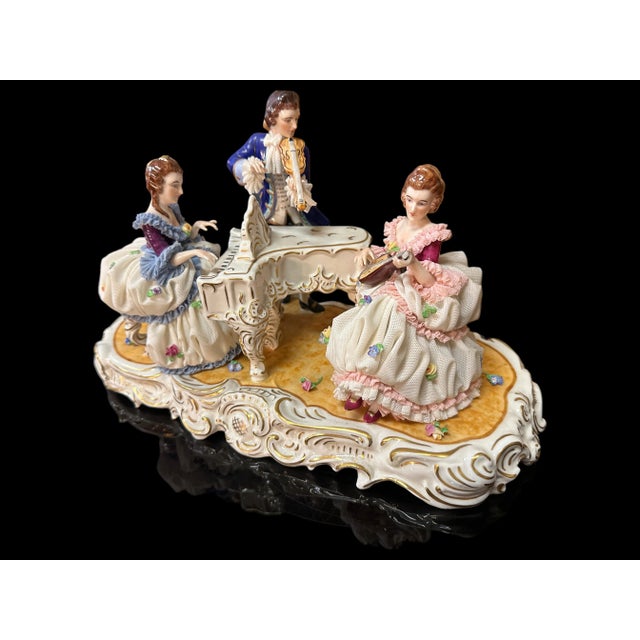 Traditional Muller Volksted Porcelain, 3 Figures, Piano, 1907-1949 For Sale - Image 3 of 11