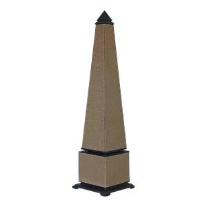 Mid-Century Hollywood Regency Obelisk in Brass and Tan Leather