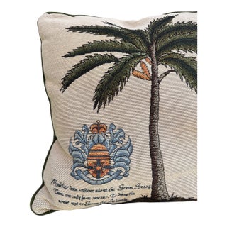 Vintage Tropical Palm Tapestry & Velvet Throw Pillows Cushions, Set of 3 — Coastal Boho For Sale
