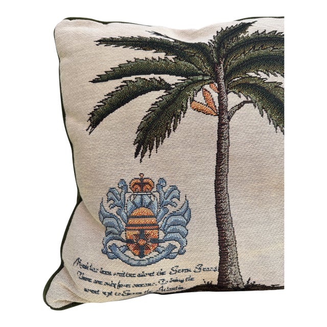 Vintage Tropical Palm Tapestry & Velvet Throw Pillows Cushions, Set of 3 — Coastal Boho For Sale