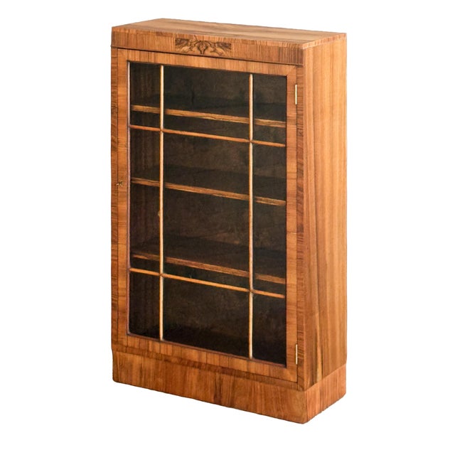Art Deco Art Deco Bookcase or Display Cabinet of Burr Walnut With Paneled Glass Door For Sale - Image 3 of 13