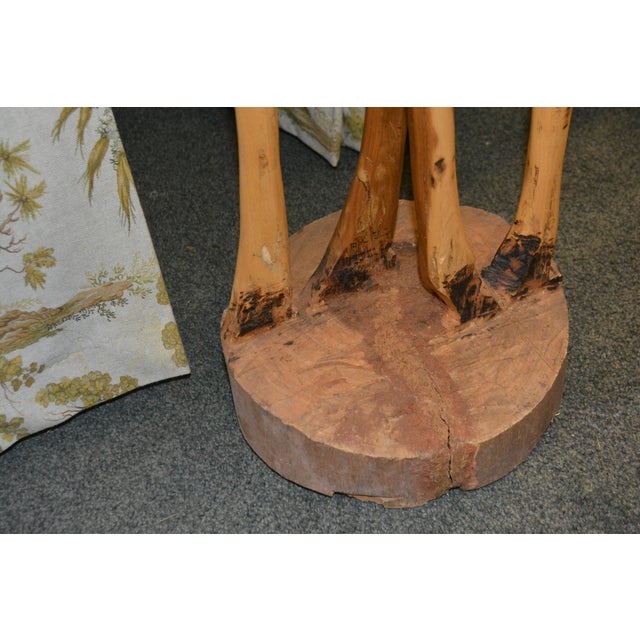 Wood Hand Crafted 5.5' Golden Wood & Brown Standing Wooden Giraffe For Sale - Image 7 of 17
