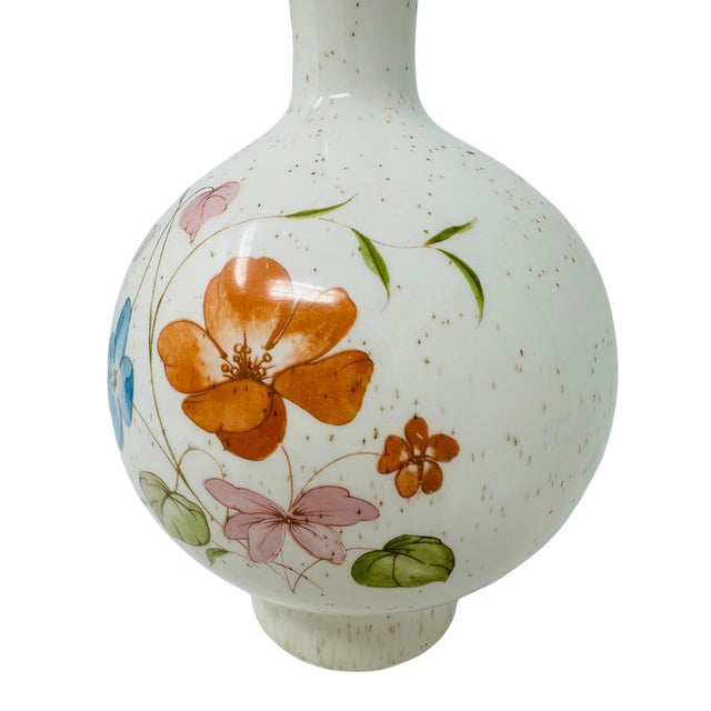 1970s Mid-Century Modern Treasure Craft Ceramic Globe Decanter With Mushroom Stopper - Hand-Painted Wildflower Line For Sale In Tampa - Image 6 of 10