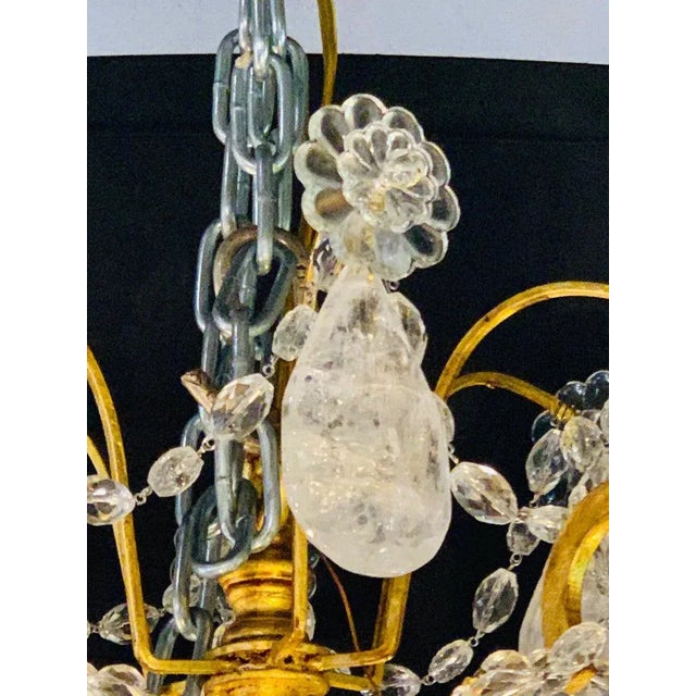 Metal 12 Light Gilt Metal Rock Crystal Chandelier. Hollywood Regency in Style For Sale - Image 7 of 13