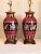 1980s Wescal Lamp Company Burgandy and Black Chinoiserie Table Lamps Set of Two W/ Imperial Pagoda Shades For Sale - Image 11 of 17